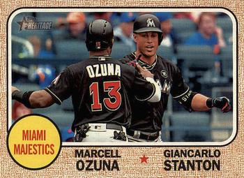 2017 Topps Heritage - Combo Cards #CC-4 Miami Majestics (Marcell Ozuna / Giancarlo Stanton) Front