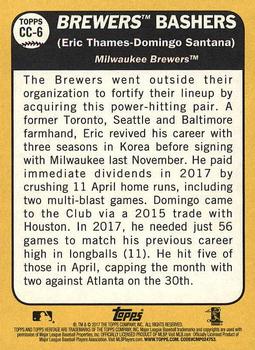 2017 Topps Heritage - Combo Cards #CC-6 Brewers Bashers (Eric Thames / Domingo Santana) Back