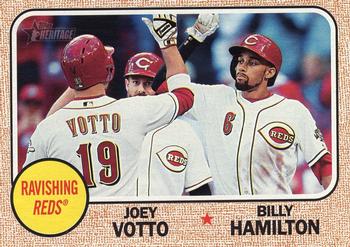 2017 Topps Heritage - Combo Cards #CC-11 Ravishing Reds (Joey Votto / Billy Hamilton) Front