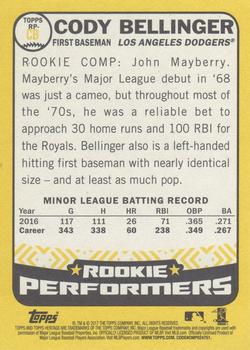 2017 Topps Heritage - Rookie Performers #RP-CB Cody Bellinger Back