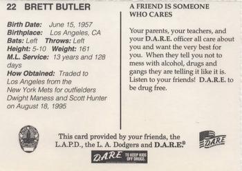 1996 Los Angeles Dodgers Police #22 Brett Butler Back
