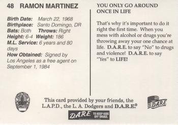 1996 Los Angeles Dodgers Police #48 Ramon Martinez Back