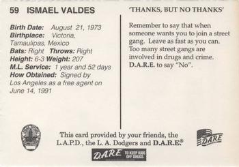 1996 Los Angeles Dodgers Police #59 Ismael Valdes Back