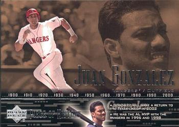 2002 Upper Deck Piece of History #18 Juan Gonzalez Front