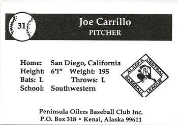 1991 Peninsula Oilers #NNO Joe Carrillo Back