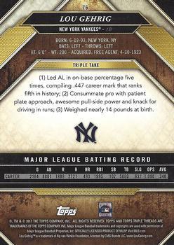 2017 Topps Triple Threads - Gold #76 Lou Gehrig Back