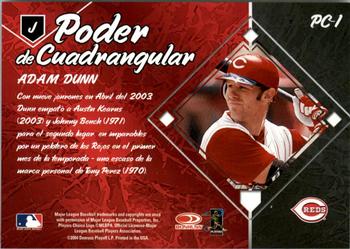 2004 Donruss Estrellas - Poder de Cuadrangular #PC-1 Adam Dunn Back