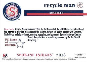 2016 Grandstand Spokane Indians #NNO Recycle Man Back