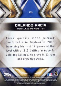 2017 Topps Fire #153 Orlando Arcia Back