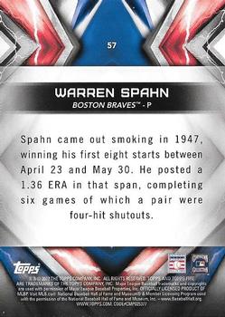 2017 Topps Fire #57 Warren Spahn Boston Braves Baseball Card