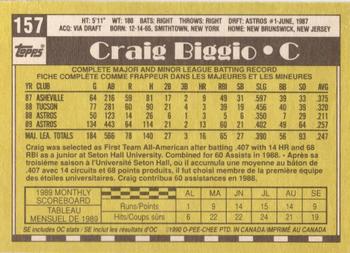 1990 O-Pee-Chee - White Back (Test Stock) #157 Craig Biggio Back