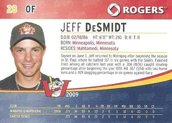 2009 Rogers Winnipeg Goldeyes SGA #NNO Jeff DeSmidt Back