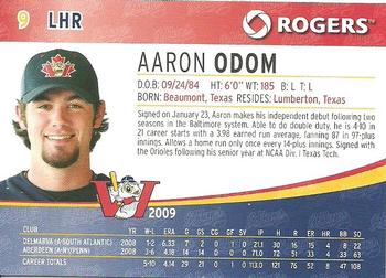 2009 Rogers Winnipeg Goldeyes SGA #NNO Aaron Odom Back