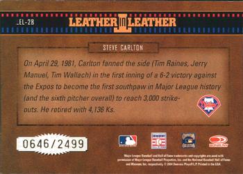 2004 Donruss Leather & Lumber - Leather in Leather #LEL-28 Steve Carlton Back