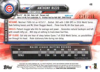 2017 Bowman Chrome - Purple Refractor #48 Anthony Rizzo Back