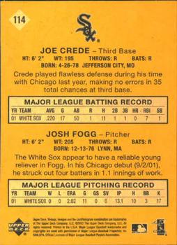 2002 Upper Deck Vintage #114 Joe Crede / Josh Fogg Back