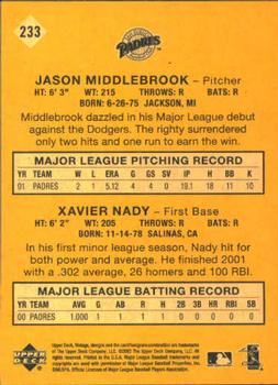 2002 Upper Deck Vintage #233 Jason Middlebrook / Xavier Nady Back