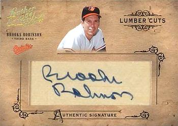 2004 Donruss Leather & Lumber - Lumber Cuts Bat Autographs #LC-8 Brooks Robinson Front