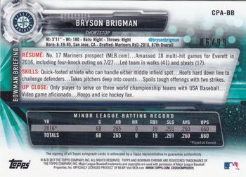 2017 Bowman Chrome - Prospect Autographs Green Refractor #CPA-BB Bryson Brigman Back