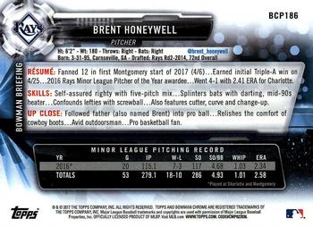 2017 Bowman Chrome - Prospects #BCP186 Brent Honeywell Back
