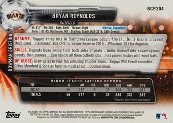 2017 Bowman Chrome - Prospects Red Refractor #BCP204 Bryan Reynolds Back