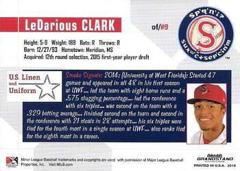 2015 Grandstand Spokane Indians #NNO LeDarious Clark Back