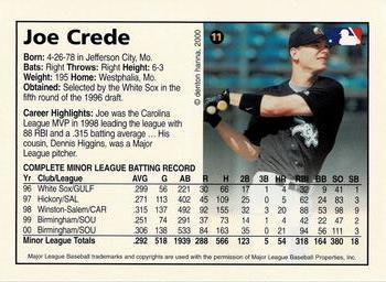 2000 Arizona Fall League Prospects #11 Joe Crede Back