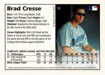 2000 Arizona Fall League Prospects #12 Brad Cresse Back