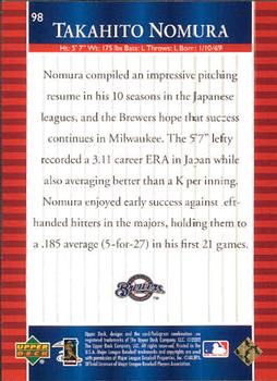 2002 Upper Deck World Series Heroes #98 Takahito Nomura Back