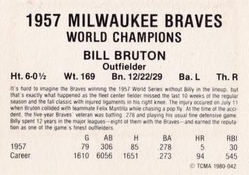 1980 TCMA 1957 Milwaukee Braves #042 Bill Bruton Back