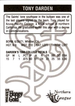 1993 St. Paul Saints #NNO Tony Darden Back
