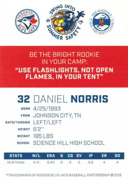 2015 Toronto Blue Jays Fire Safety #NNO Daniel Norris Back