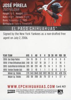 2017 Choice El Paso Chihuahuas #21 Jose Pirela Back