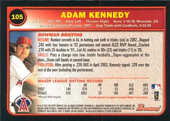 2003 Bowman #105 Adam Kennedy Back