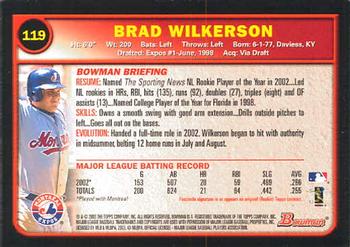 2003 Bowman #119 Brad Wilkerson Back