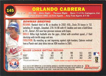 2003 Bowman #145 Orlando Cabrera Back
