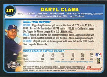2003 Bowman #197 Daryl Clark Back