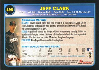 2003 Bowman #198 Jeff Clark Back