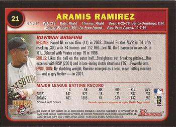 2003 Bowman #21 Aramis Ramirez Back