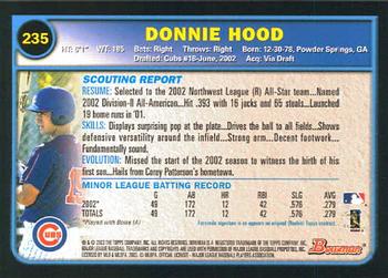 2003 Bowman #235 Donnie Hood Back