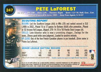 2003 Bowman #247 Pete LaForest Back