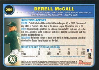 2003 Bowman #259 Derell McCall Back