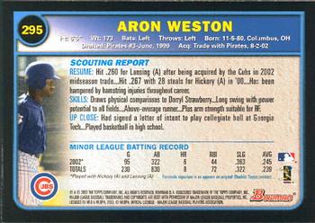 2003 Bowman #295 Aron Weston Back
