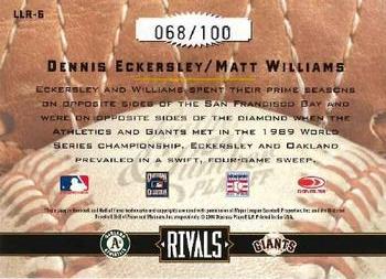 2004 Donruss Leather & Lumber - Rivals Silver #LLR-6 Dennis Eckersley / Matt Williams Back