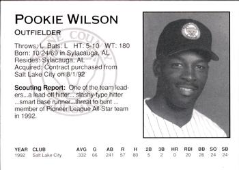 1993 Kane County Cougars #NNO Pookie Wilson Back