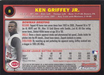 2003 Bowman Chrome #8 Ken Griffey Jr. Back