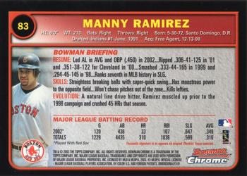 2003 Bowman Chrome #83 Manny Ramirez Back