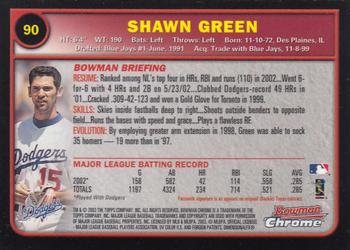 2003 Bowman Chrome #90 Shawn Green Back