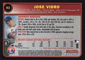 2003 Bowman Chrome #93 Jose Vidro Back