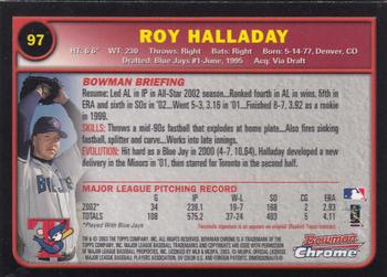 2003 Bowman Chrome #97 Roy Halladay Back